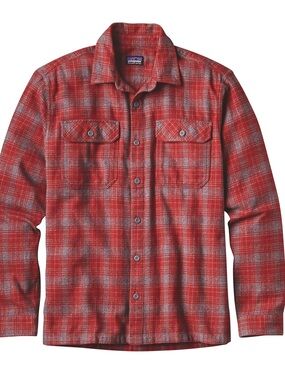 Patagonia Fjord Brushed Flannel Men’s Medium Red and Gray Plaid Button-Up Shirt